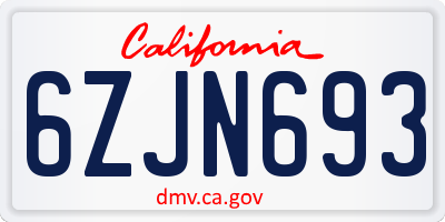 CA license plate 6ZJN693