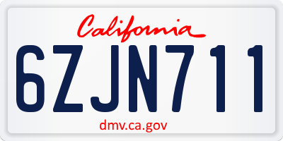 CA license plate 6ZJN711