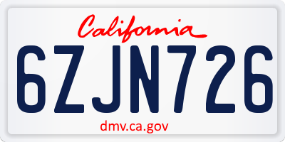 CA license plate 6ZJN726