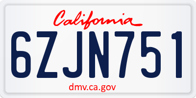 CA license plate 6ZJN751