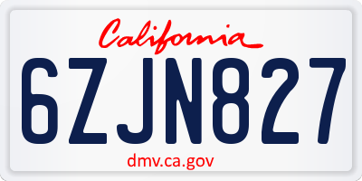 CA license plate 6ZJN827