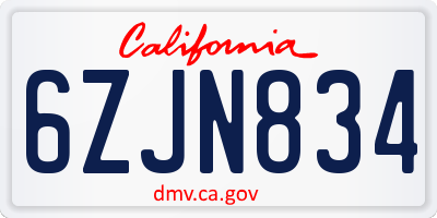 CA license plate 6ZJN834