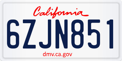 CA license plate 6ZJN851
