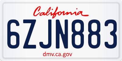 CA license plate 6ZJN883