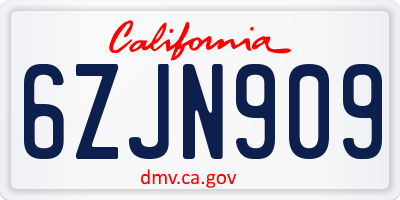 CA license plate 6ZJN909