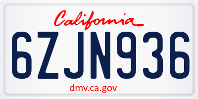 CA license plate 6ZJN936