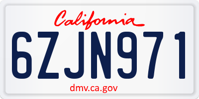 CA license plate 6ZJN971