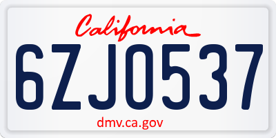 CA license plate 6ZJO537