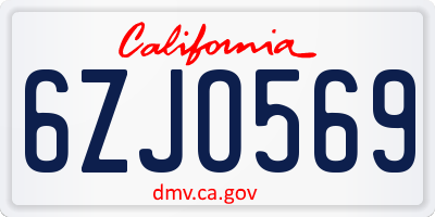 CA license plate 6ZJO569