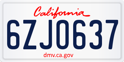 CA license plate 6ZJO637