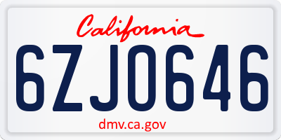 CA license plate 6ZJO646