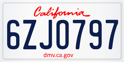 CA license plate 6ZJO797