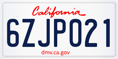 CA license plate 6ZJP021