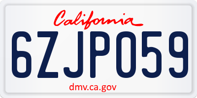 CA license plate 6ZJP059