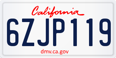 CA license plate 6ZJP119