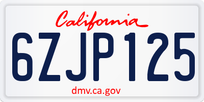 CA license plate 6ZJP125