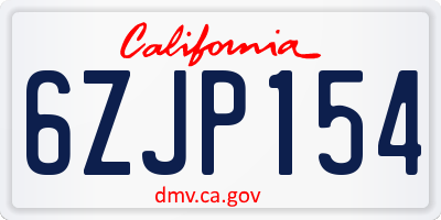 CA license plate 6ZJP154