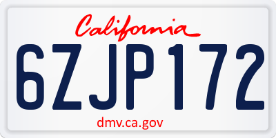CA license plate 6ZJP172
