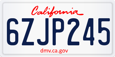 CA license plate 6ZJP245