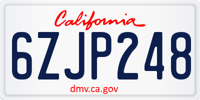 CA license plate 6ZJP248