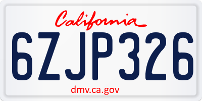 CA license plate 6ZJP326