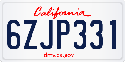CA license plate 6ZJP331