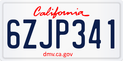 CA license plate 6ZJP341