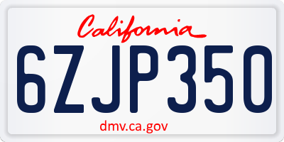 CA license plate 6ZJP350