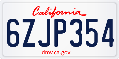 CA license plate 6ZJP354