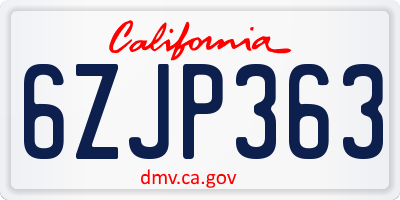 CA license plate 6ZJP363