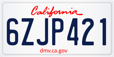 CA license plate 6ZJP421