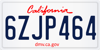 CA license plate 6ZJP464