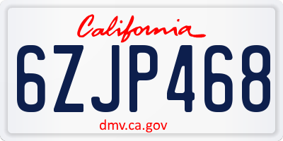 CA license plate 6ZJP468