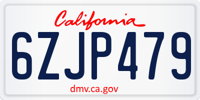 CA license plate 6ZJP479