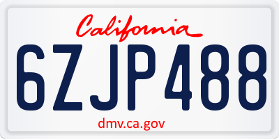 CA license plate 6ZJP488