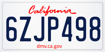 CA license plate 6ZJP498