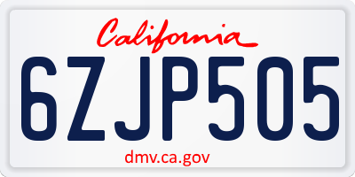 CA license plate 6ZJP505