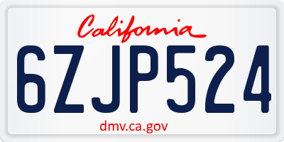 CA license plate 6ZJP524