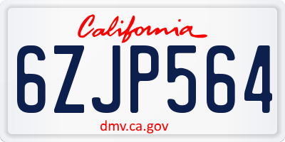 CA license plate 6ZJP564