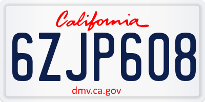 CA license plate 6ZJP608