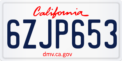 CA license plate 6ZJP653