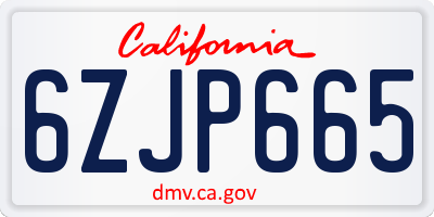 CA license plate 6ZJP665