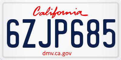 CA license plate 6ZJP685