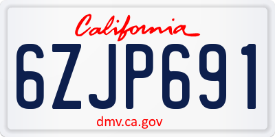 CA license plate 6ZJP691