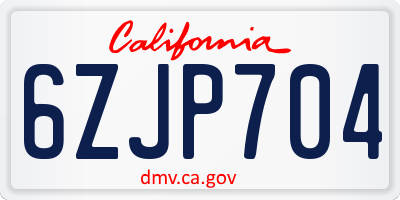 CA license plate 6ZJP704