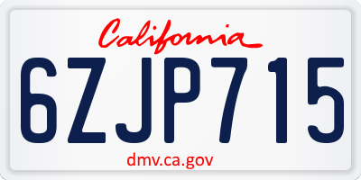 CA license plate 6ZJP715
