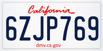 CA license plate 6ZJP769