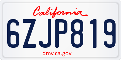 CA license plate 6ZJP819
