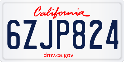 CA license plate 6ZJP824