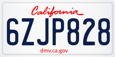 CA license plate 6ZJP828
